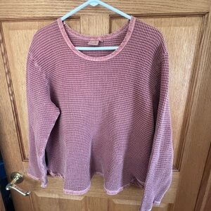 Focus cotton Waffle Knit Top in Dusty Rose
